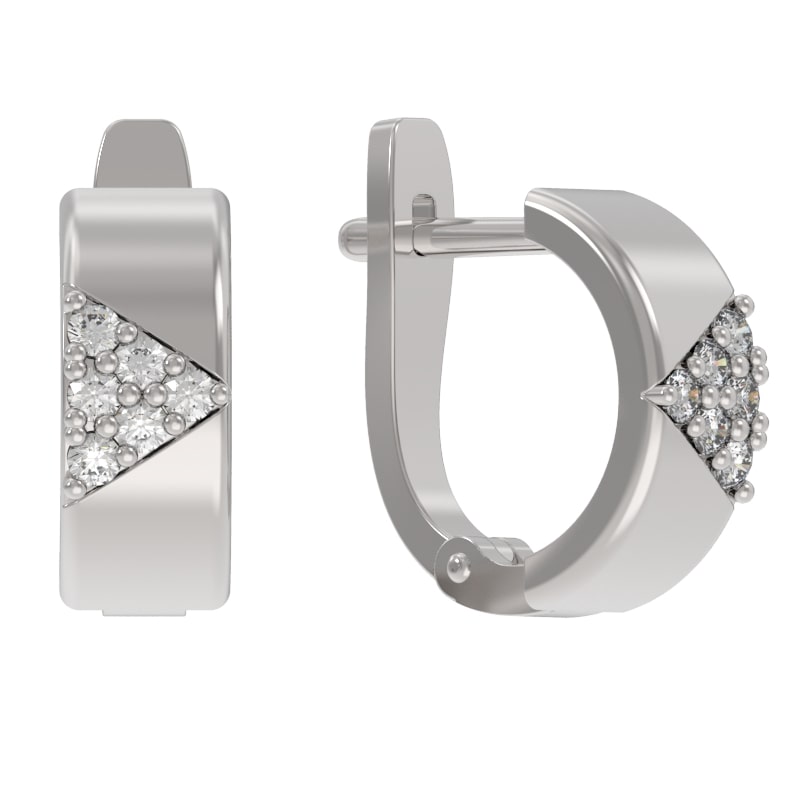 Серьги из серебра с камнем Фианит фото, цены