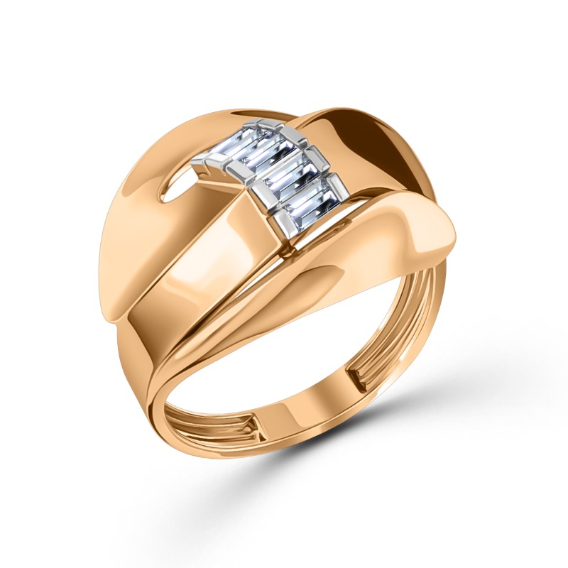 Кольцо из золота с камнем Фианит фото, цены