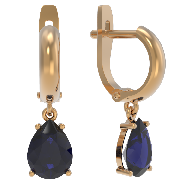 Серьги из золота с камнем Сапфир фото, цены