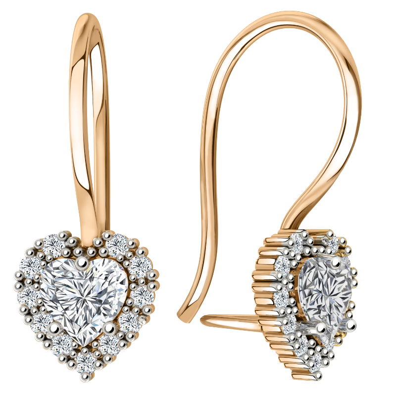 Серьги из золота с камнем Фианит фото, цены