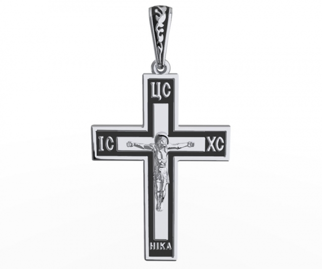 Крест из серебра с камнем вставками эмали фото, цены