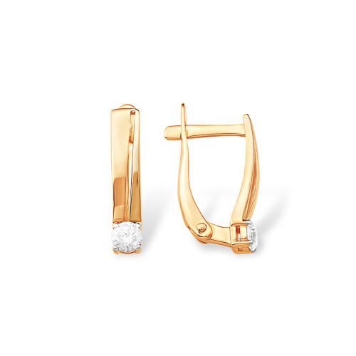 Серьги из золота с камнем Фианит фото, цены