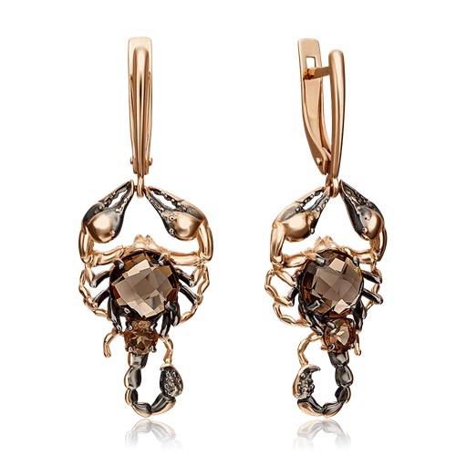 Серьги из золота с камнем Кварц фото, цены