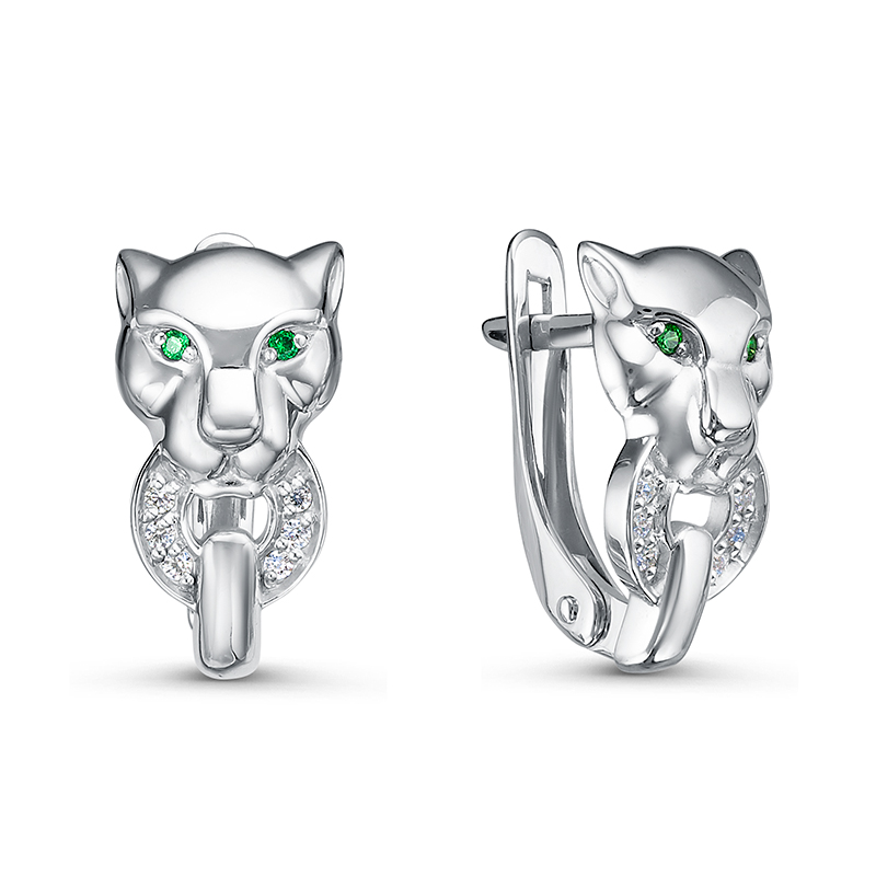 Серьги из серебра с камнем Фианит фото, цены