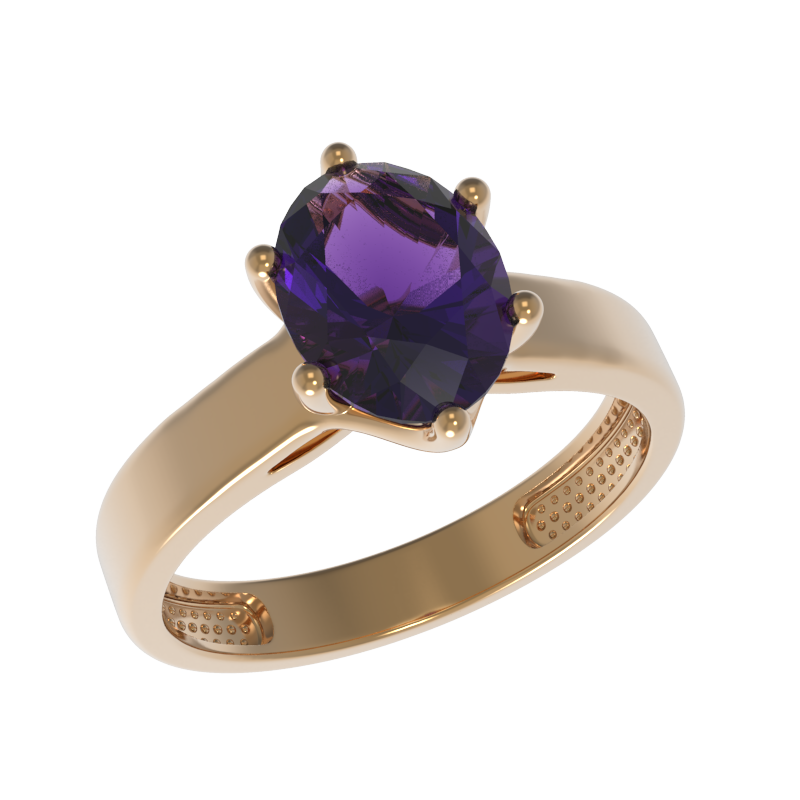 Кольцо из золота с камнем аметист фото, цены