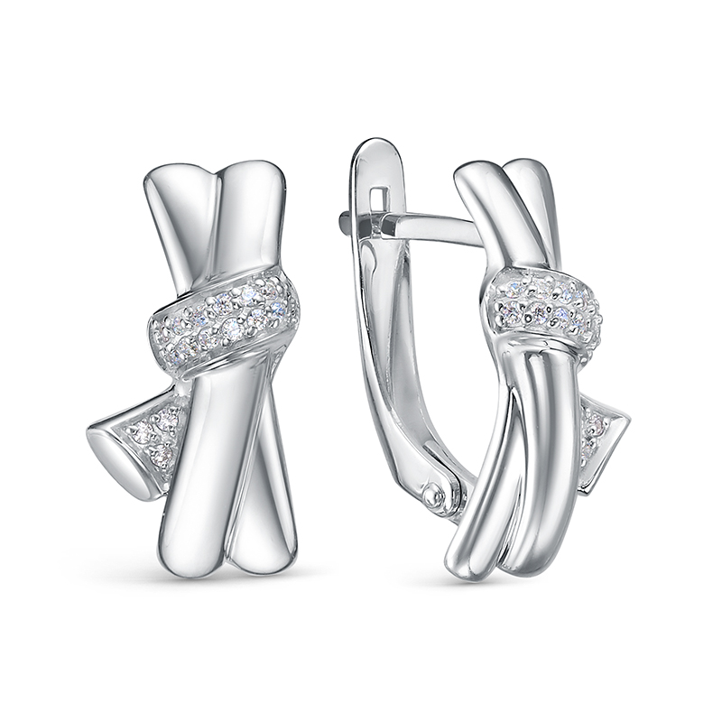 Серьги из серебра с камнем Фианит фото, цены