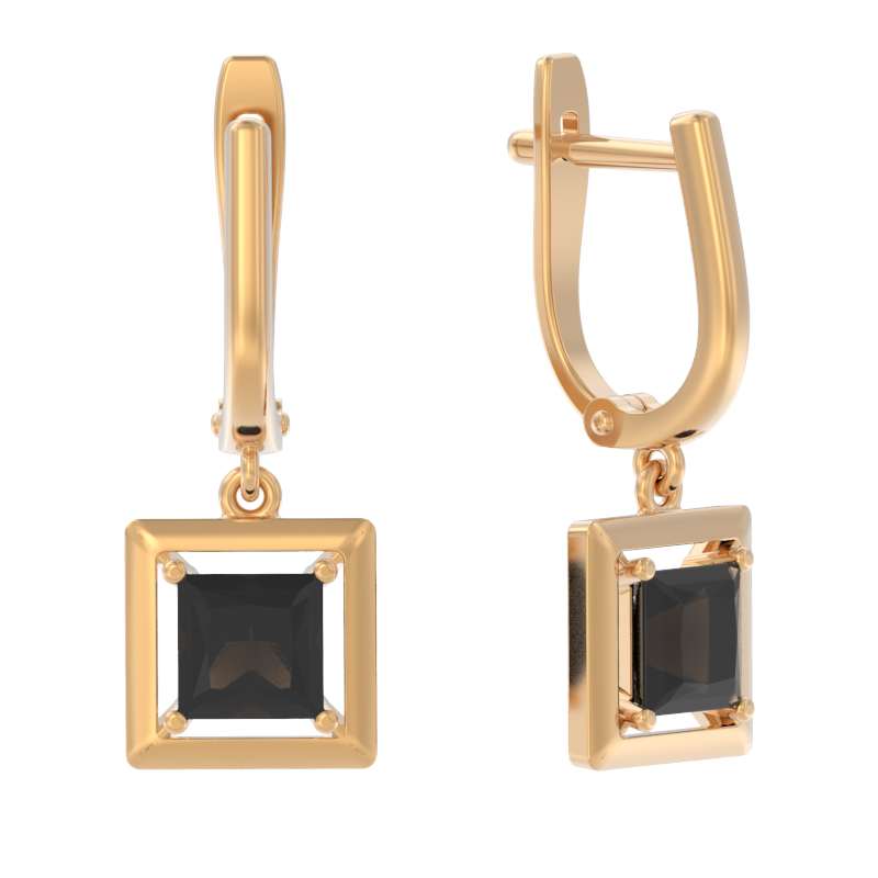 Серьги из золота с камнем Раухтопаз фото, цены