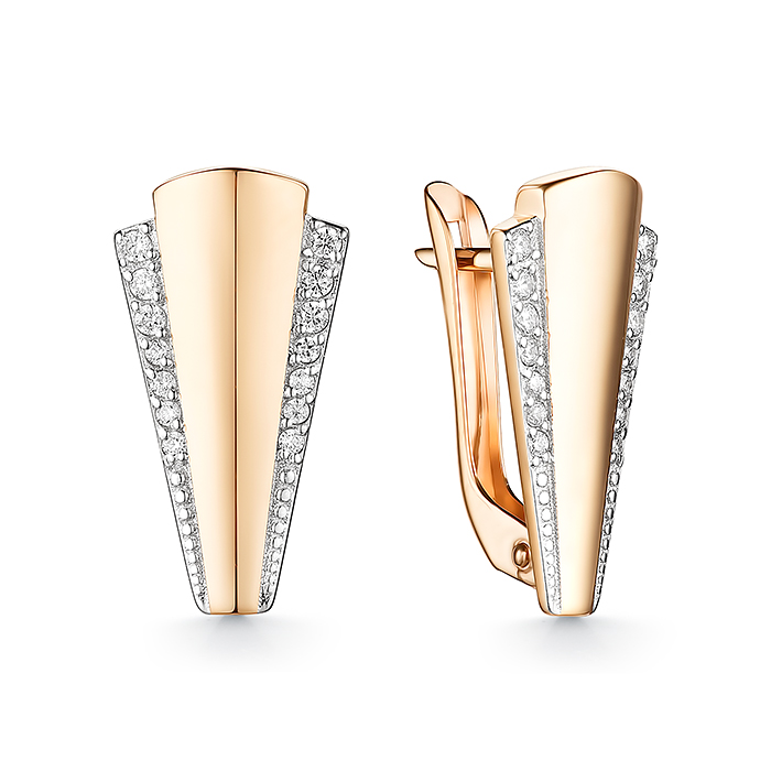 Серьги из золота с камнем Фианит фото, цены