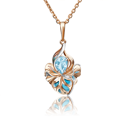 Подвеска из золота с камнем Топаз, вставками эмали фото, цены