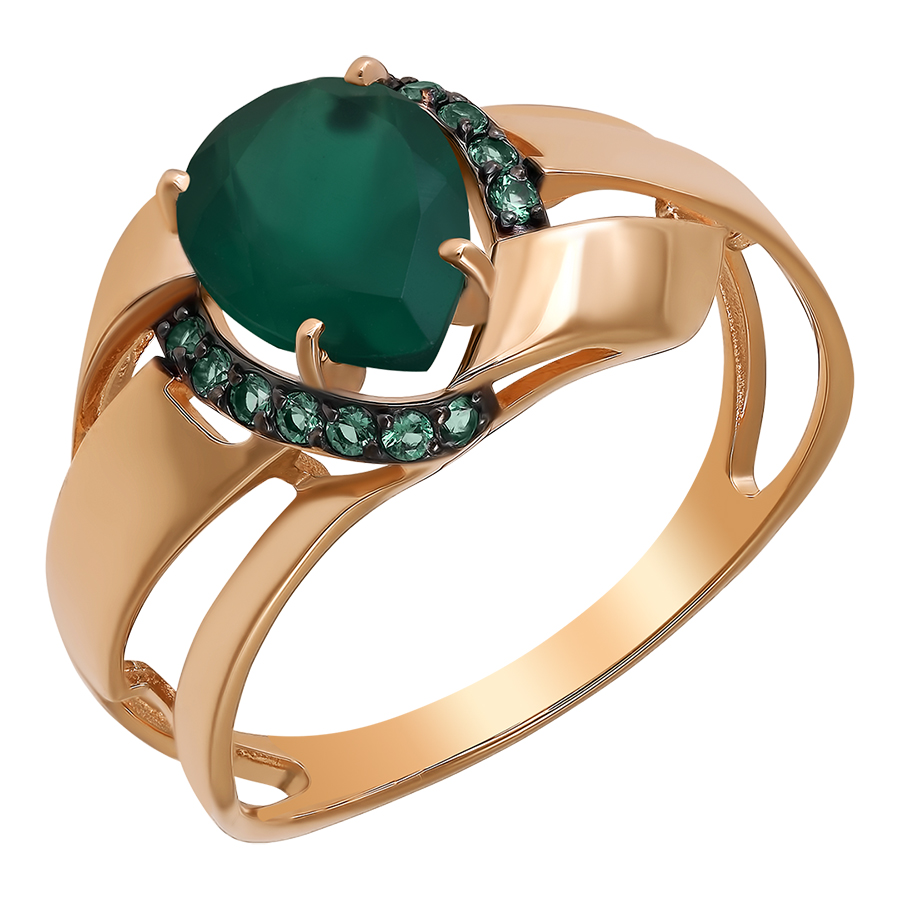 Кольцо из золота с камнем Цитрин, Фианит фото, цены