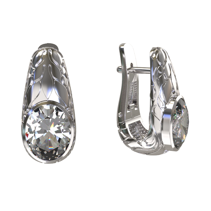 Серьги из серебра с камнем Фианит фото, цены