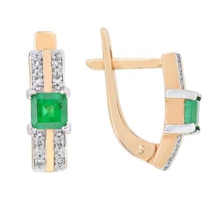 Серьги из золота с камнем Бриллиант, Изумруд фото, цены