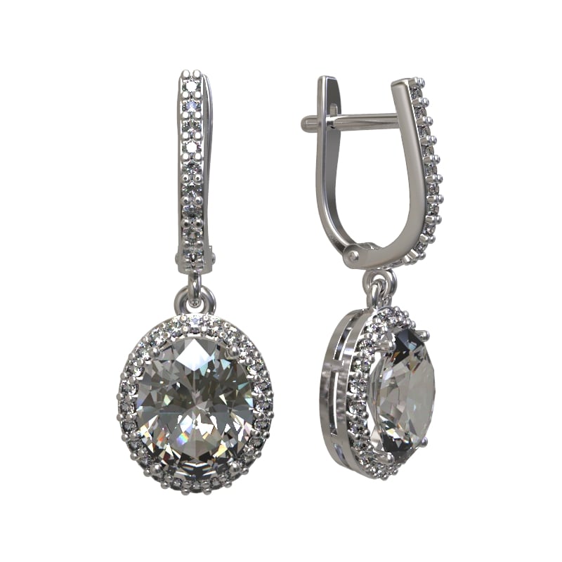 Серьги из серебра с камнем Фианит фото, цены