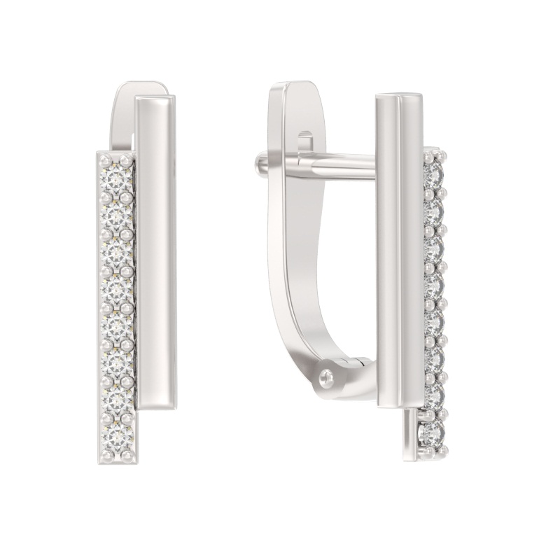 Серьги из серебра с камнем Фианит фото, цены