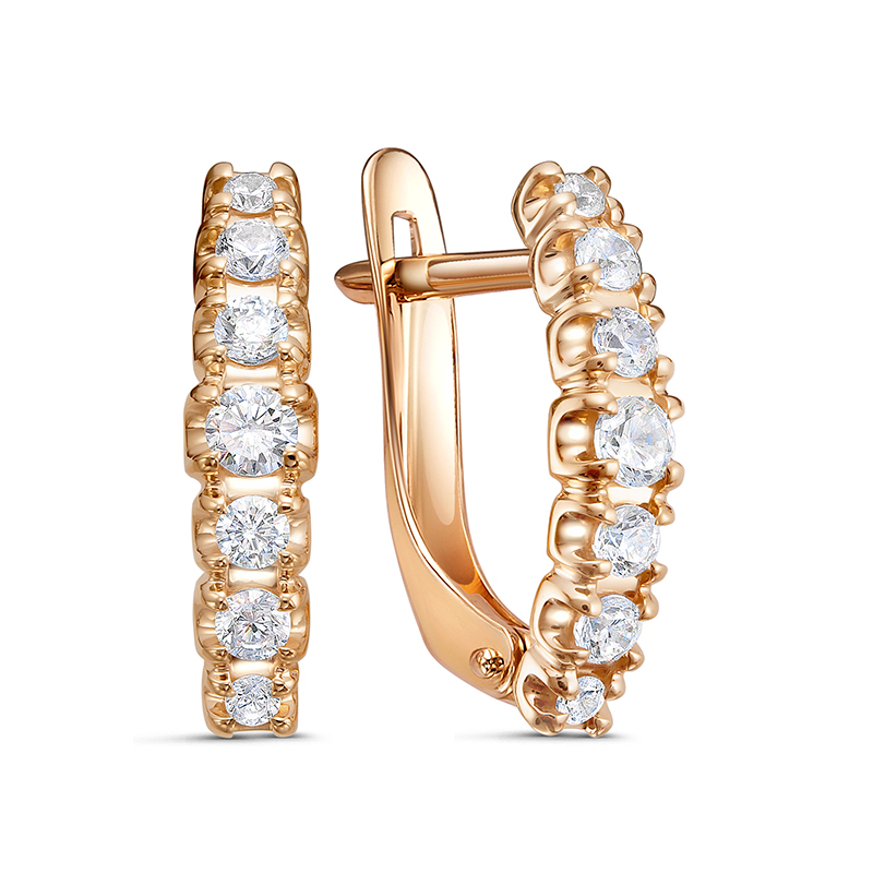 Серьги из золота с камнем Фианит фото, цены