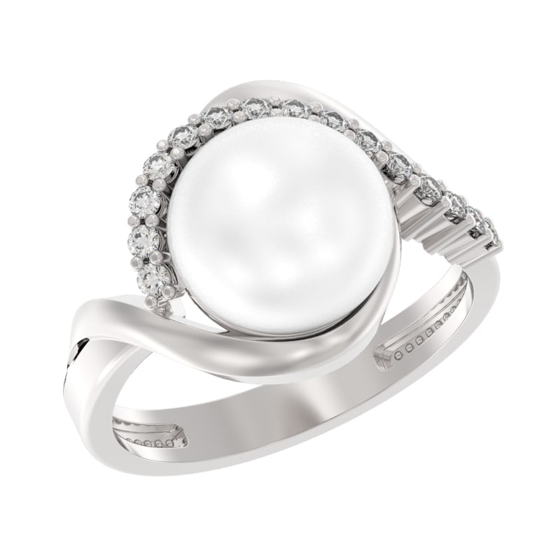 Кольцо из серебра с камнем Жемчуг, Фианит фото, цены