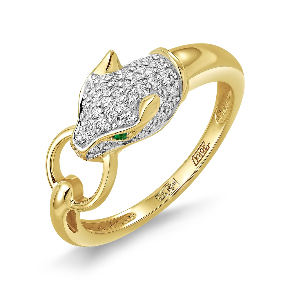 Кольцо из золота с камнем Бриллиант, Изумруд фото, цены