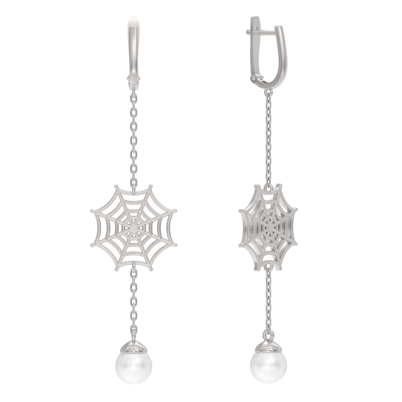 Серьги из серебра с камнем Жемчуг фото, цены