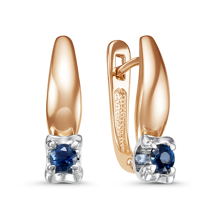 Серьги из золота с камнем Сапфир фото, цены