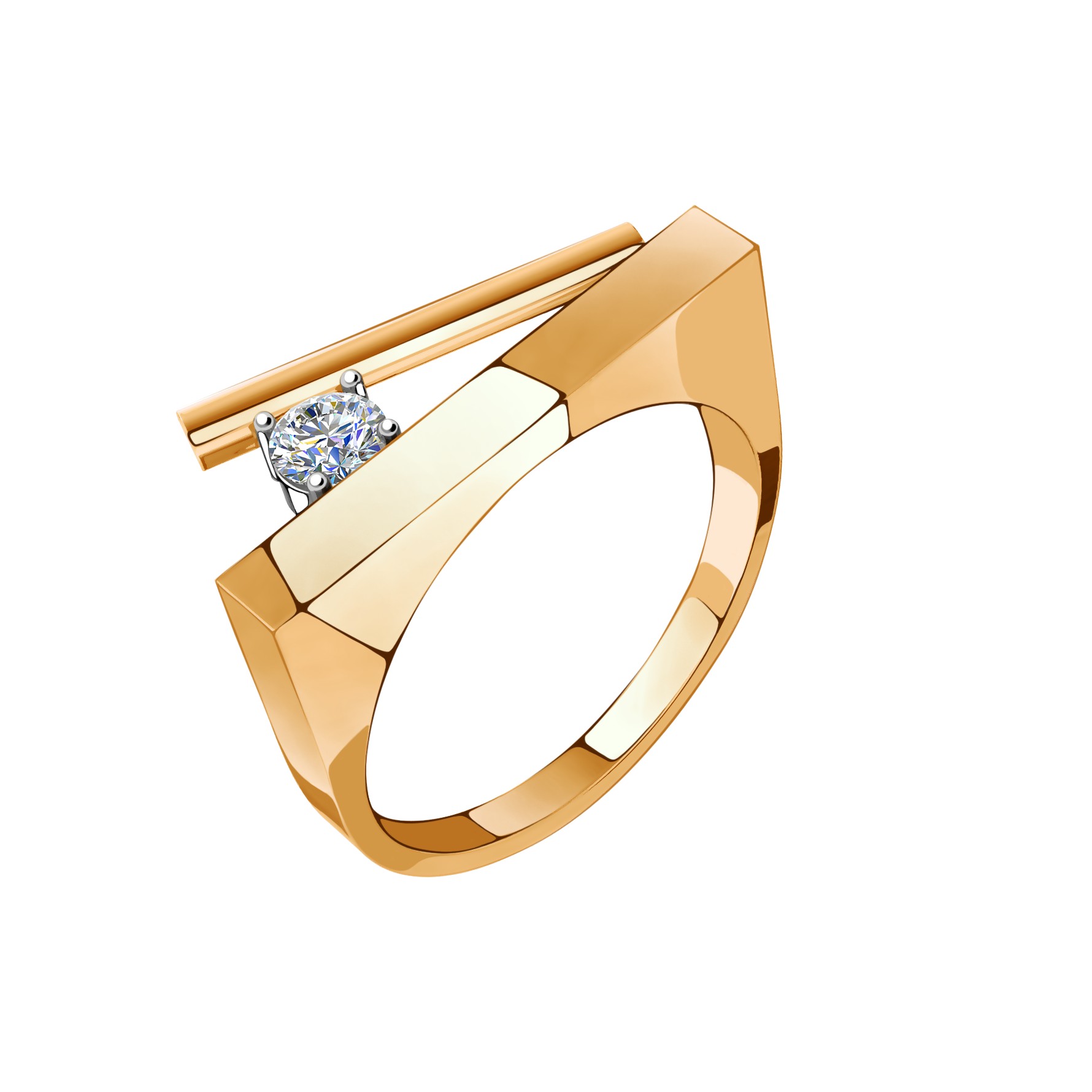 Кольцо из золота с камнем Фианит фото, цены