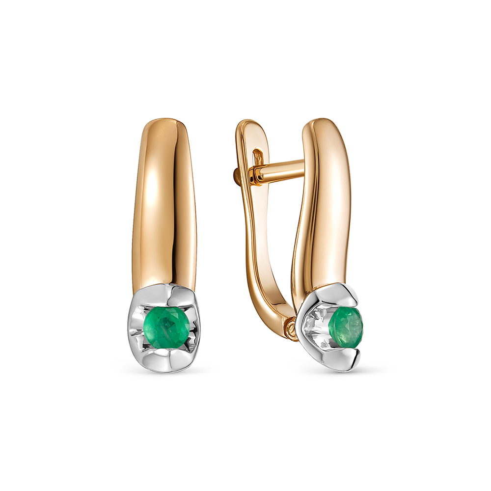 Серьги из золота с камнем Изумруд фото, цены