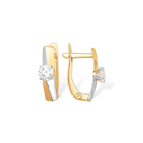 Серьги из золота с камнем Фианит фото, цены