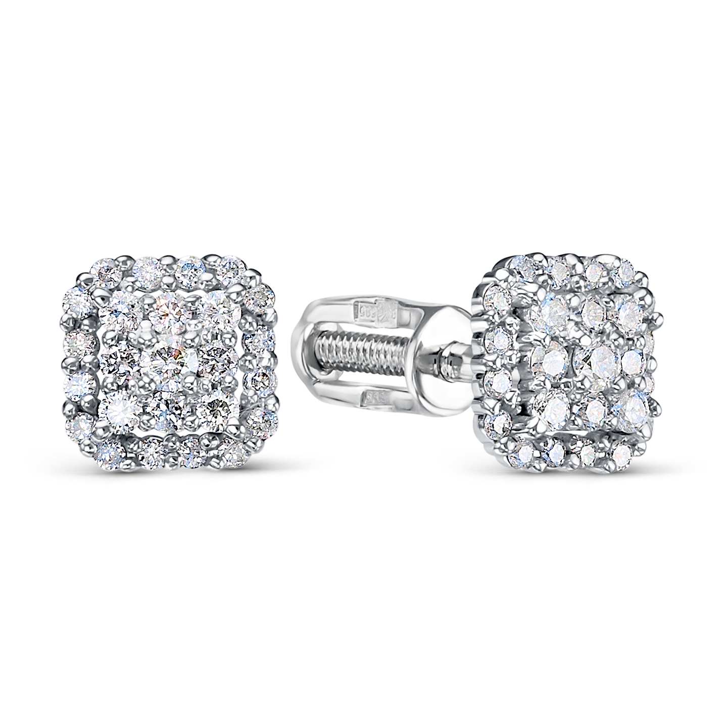 Пуссеты из золота с камнем Бриллиант фото, цены