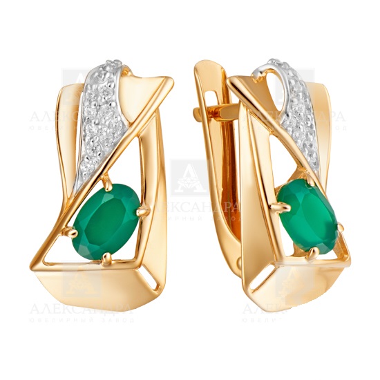 Серьги из золота с камнем Фианит, Раух-топаз фото, цены