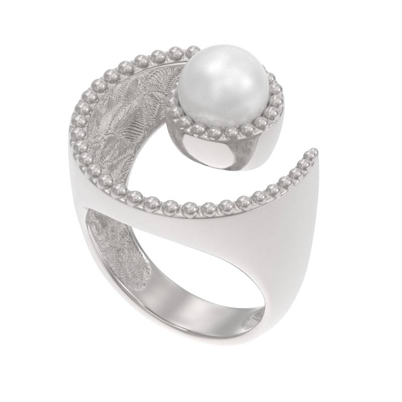 Кольцо из серебра с камнем Жемчуг иск. фото, цены