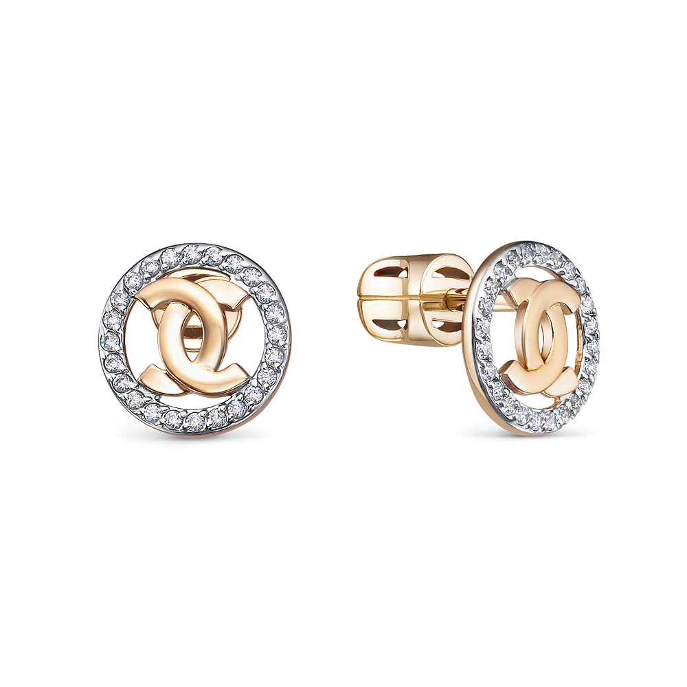 Пуссеты из золота с камнем Фианит фото, цены