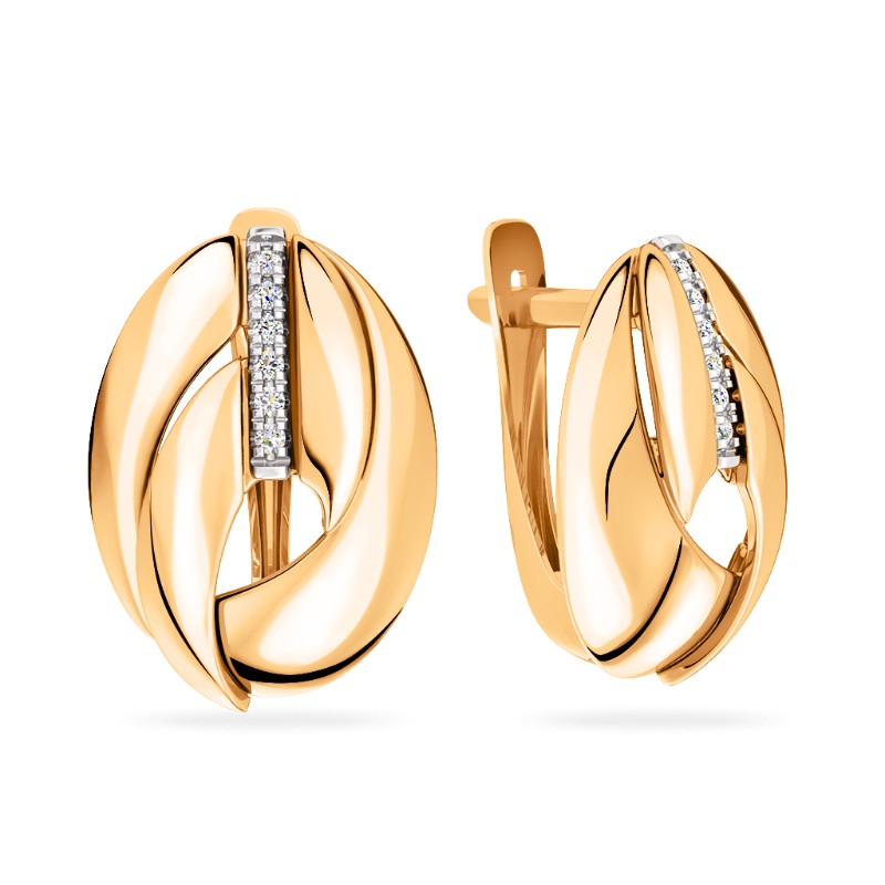 Серьги из золота с камнем Фианит фото, цены