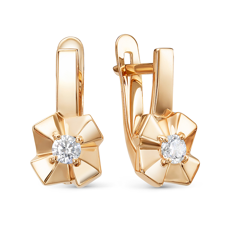 Серьги из золота с камнем Фианит фото, цены