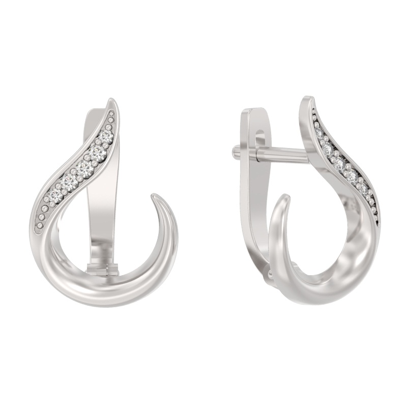 Серьги из серебра с камнем Фианит фото, цены