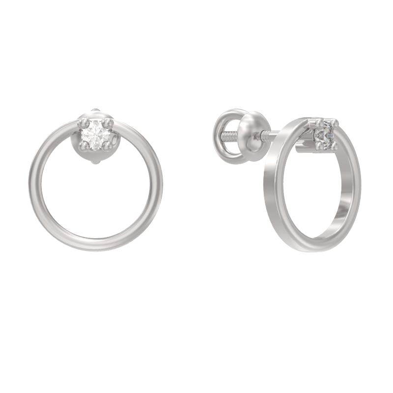 Пуссеты из серебра с камнем Фианит фото, цены