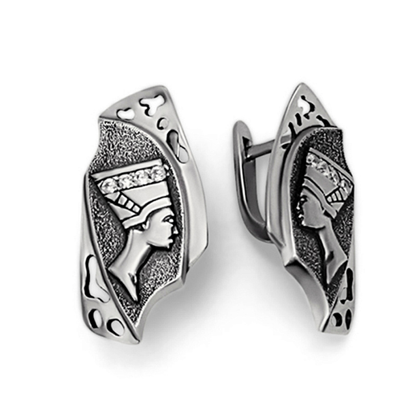 Серьги из серебра с камнем Фианит фото, цены