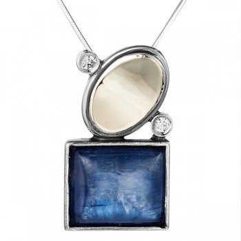 Колье из серебра с камнем Кианит, Циркон фото, цены