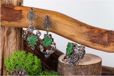 Кольцо из серебра с камнем Родолит, Бриллиант, Сапфир, Кианит, Друза фото, цены