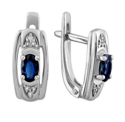 Серьги из золота с камнем Бриллиант, Сапфир фото, цены