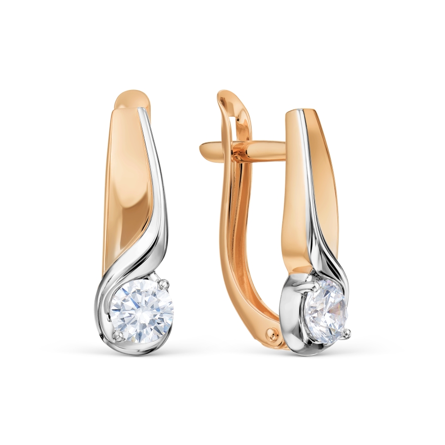 Серьги из золота с камнем Фианит фото, цены