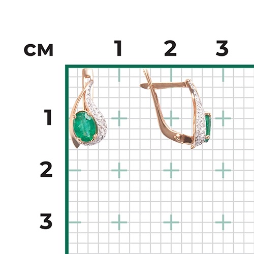 Серьги из золота с камнем Бриллиант, Изумруд фото, цены