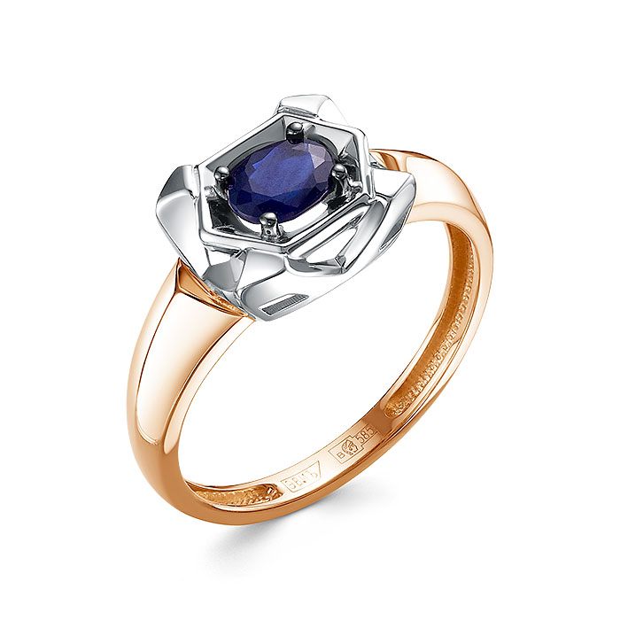Кольцо из золота с камнем Сапфир фото, цены