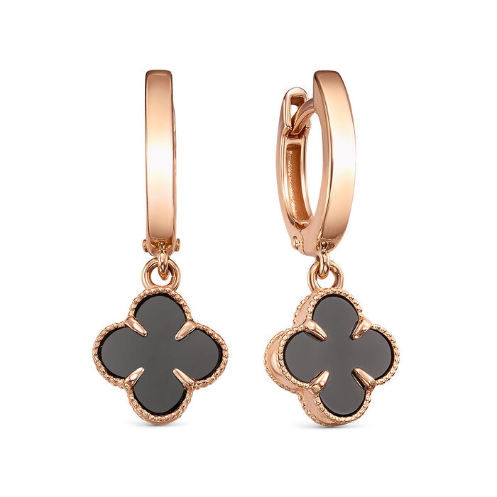 Серьги из золота с камнем Оникс фото, цены