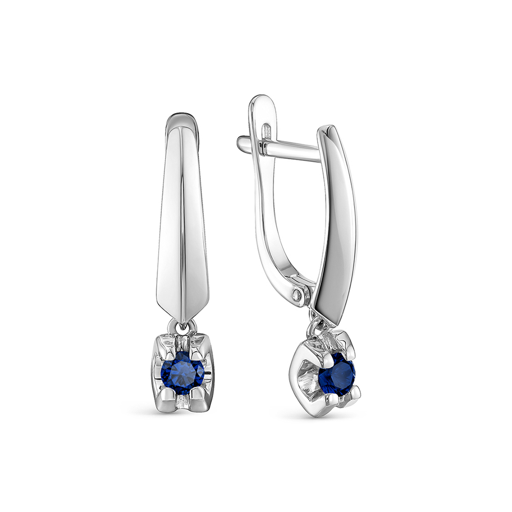 Серьги из золота с камнем Сапфир фото, цены