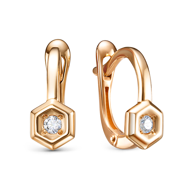 Серьги из золота с камнем Фианит фото, цены