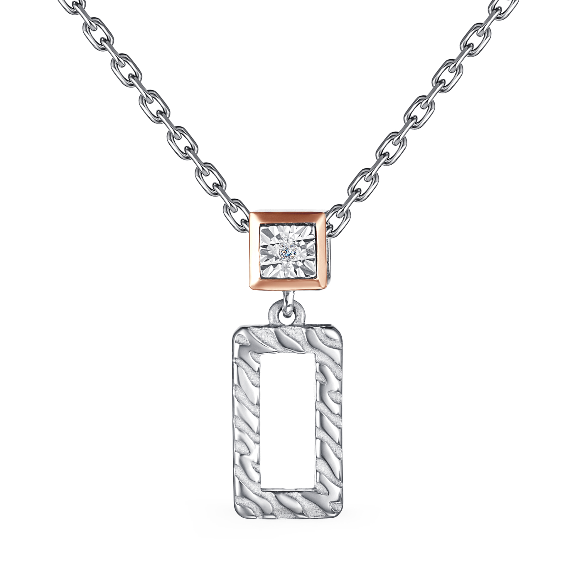 Колье из серебра с камнем Бриллиант, вставками золота фото, цены