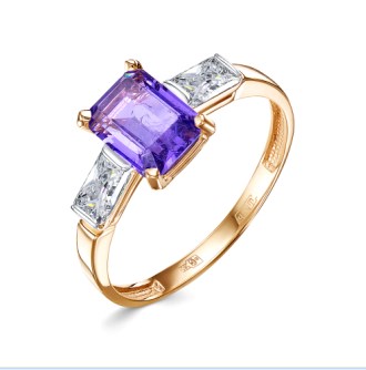 Кольцо из золота с камнем Фианит, Сапфир г/т фото, цены