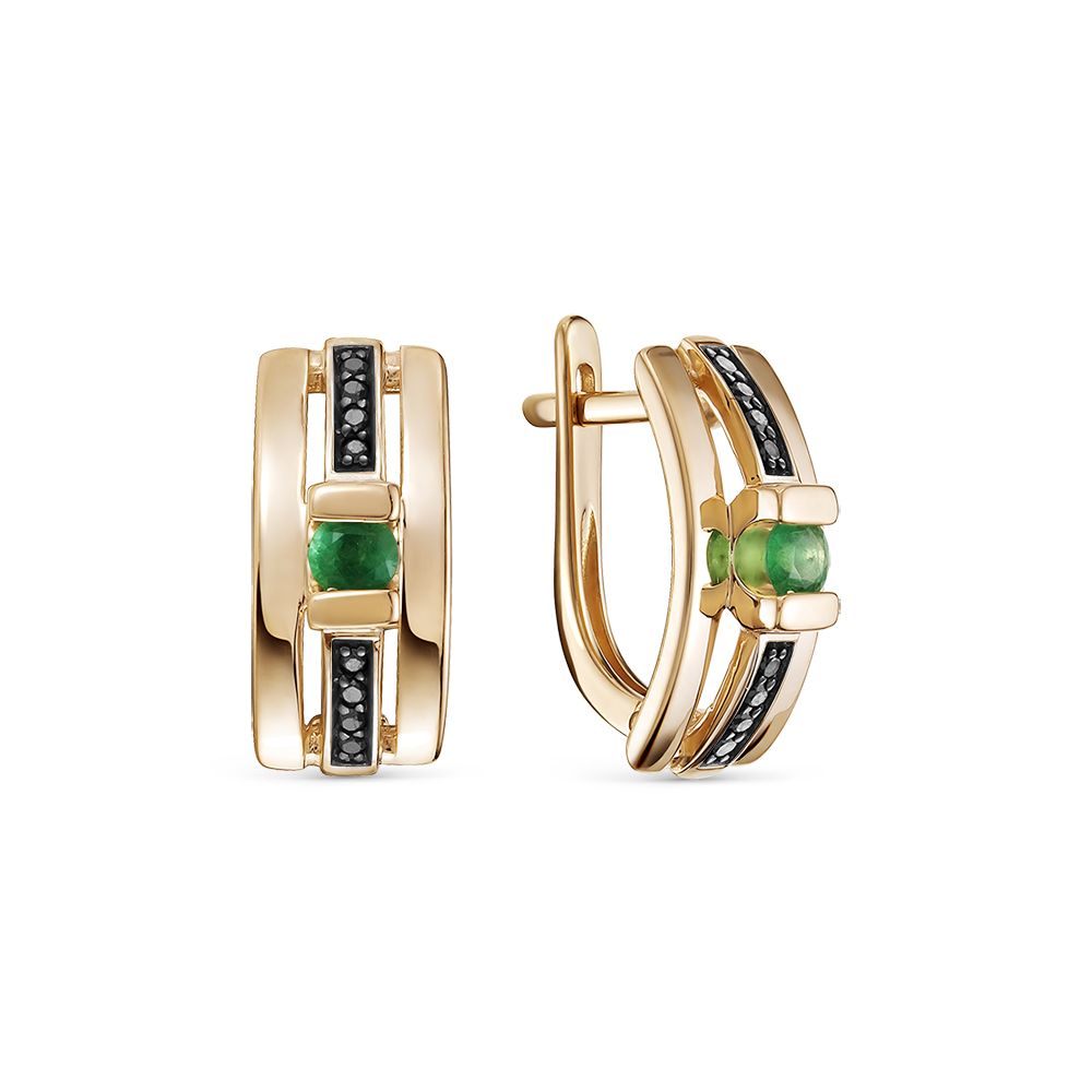 Серьги из золота с камнем Бриллиант, Изумруд фото, цены