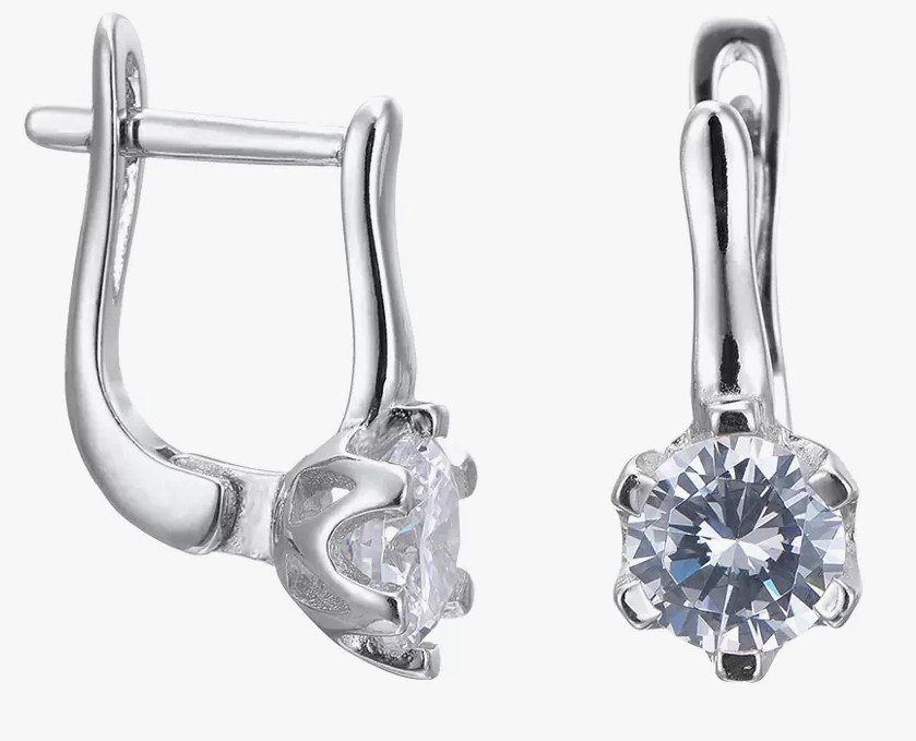 Серьги из серебра с камнем Циркон фото, цены