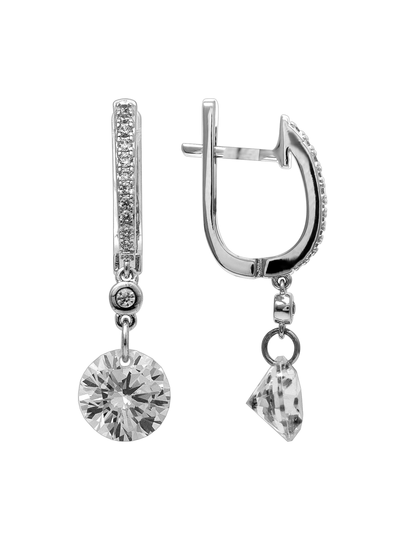 Серьги из серебра с камнем Фианит фото, цены