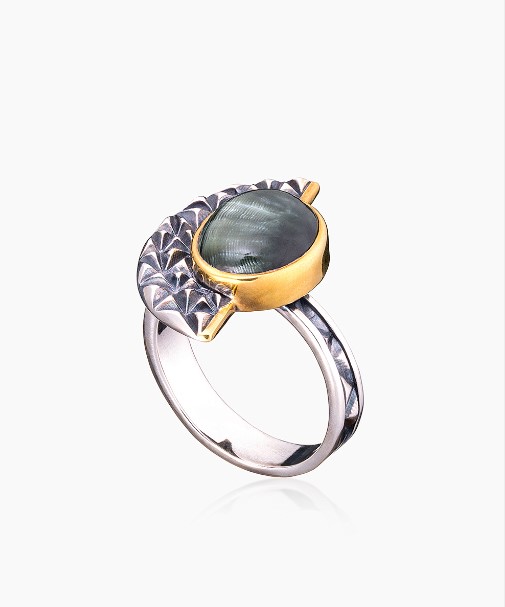 Кольцо из серебра с камнем Серафинит фото, цены